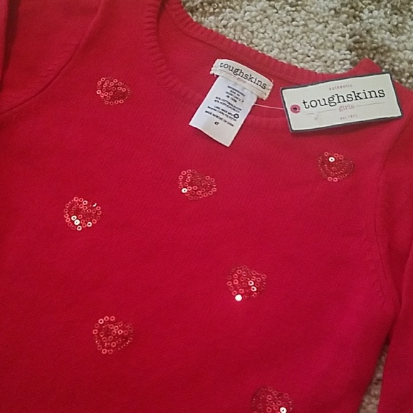 Girls Sweater With Sequin Hearts, NWT - Picture 2 of 3
